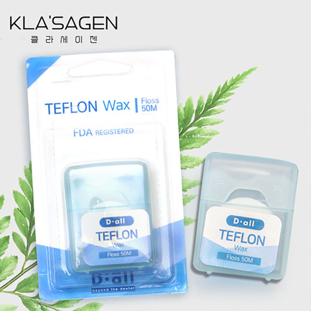 KLA'SAGEN Teflon Waxed Dental Floss 50m Shred Resistant Tape Type Plaque Removal _ Made in Korea